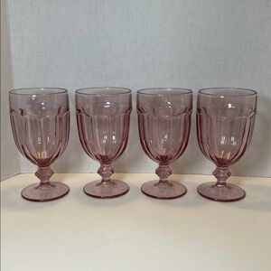 (4) Libbey Duratuff Gibraltar PINK Iced Tea Footed Glasses